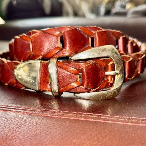 Braided Leather Belt with Silver Buckle fasten any point - Picture 6 of 10